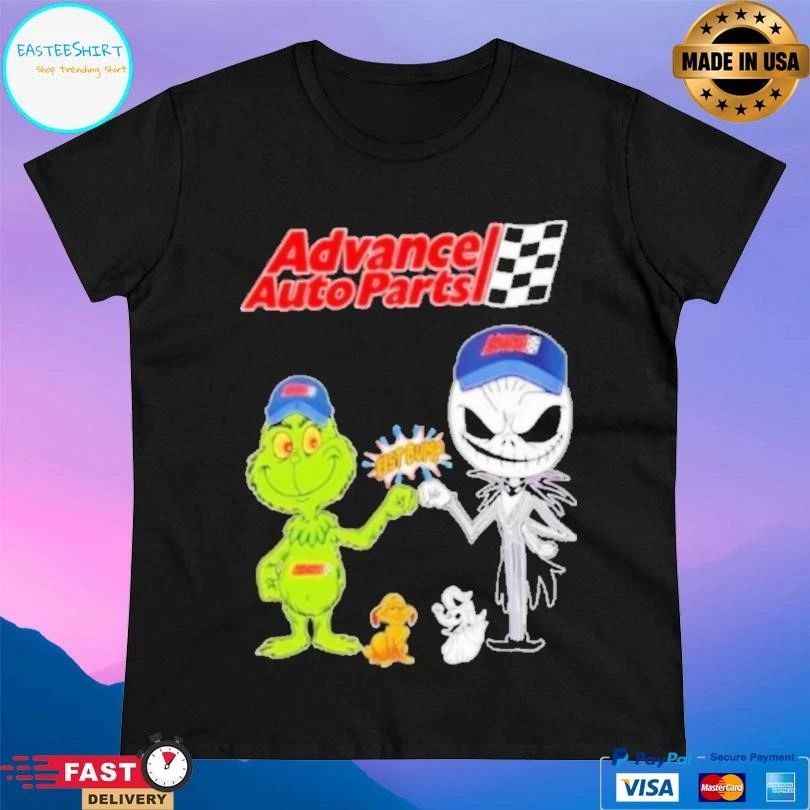 Advance Auto Parts X Grinch And Jack Skellington Fist Bump Unwilling Friends T-shirts