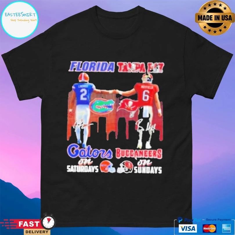 Lagway Florida Gators On Saturdays X Mayfield Tampa Bay Buccaneers On Sundays Skyline T-shirts
