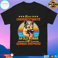 Never Underestimate An Old Woman With A German Shepherd Vintage Dog T-shirt