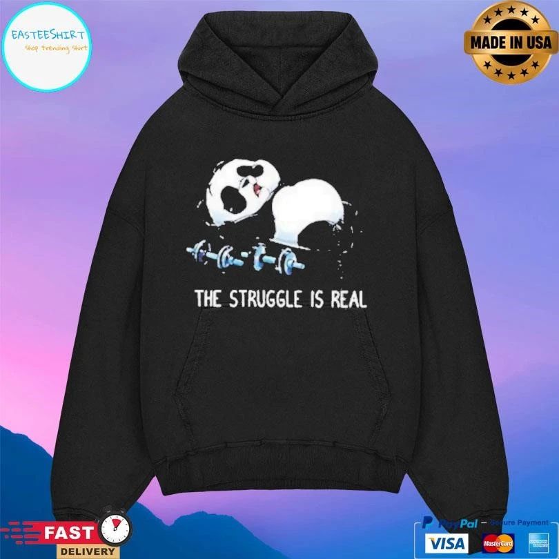 Panda The Struggle Is Real Vintage Gym T-shirts