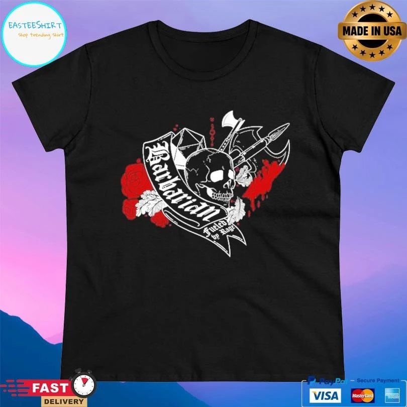 Barbarian Fueled By Rage Skull T-shirts
