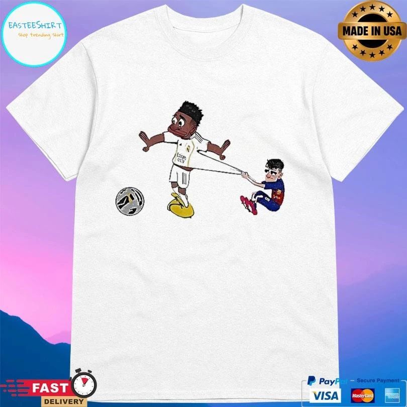 Pedri Pulling Vini Jr 7 Football Cartoon Meme T-shirts