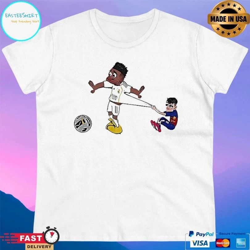 Pedri Pulling Vini Jr 7 Football Cartoon Meme T-shirts