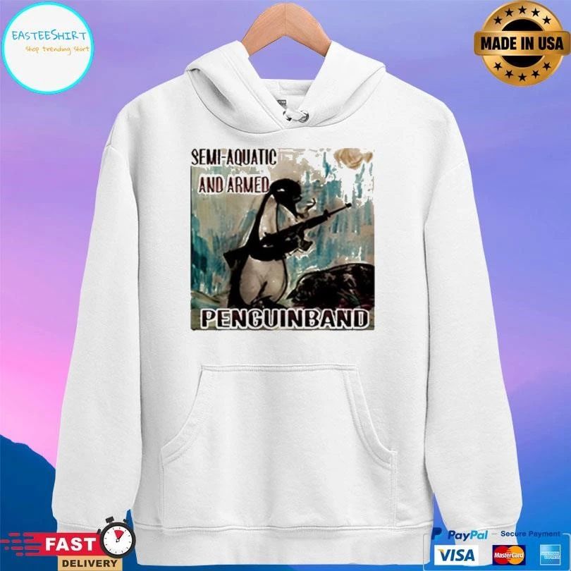 Semi Aquatic And Armed Penguin Band T-shirts