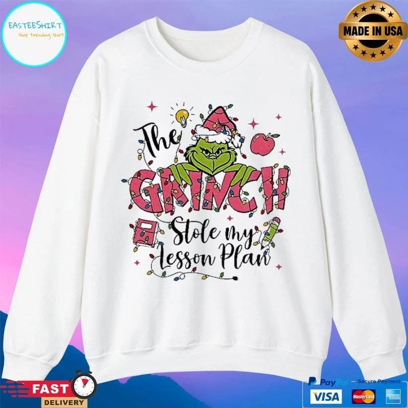 Pink Grinch Teacher Christmas Stole My Lesson Plan T-shirts