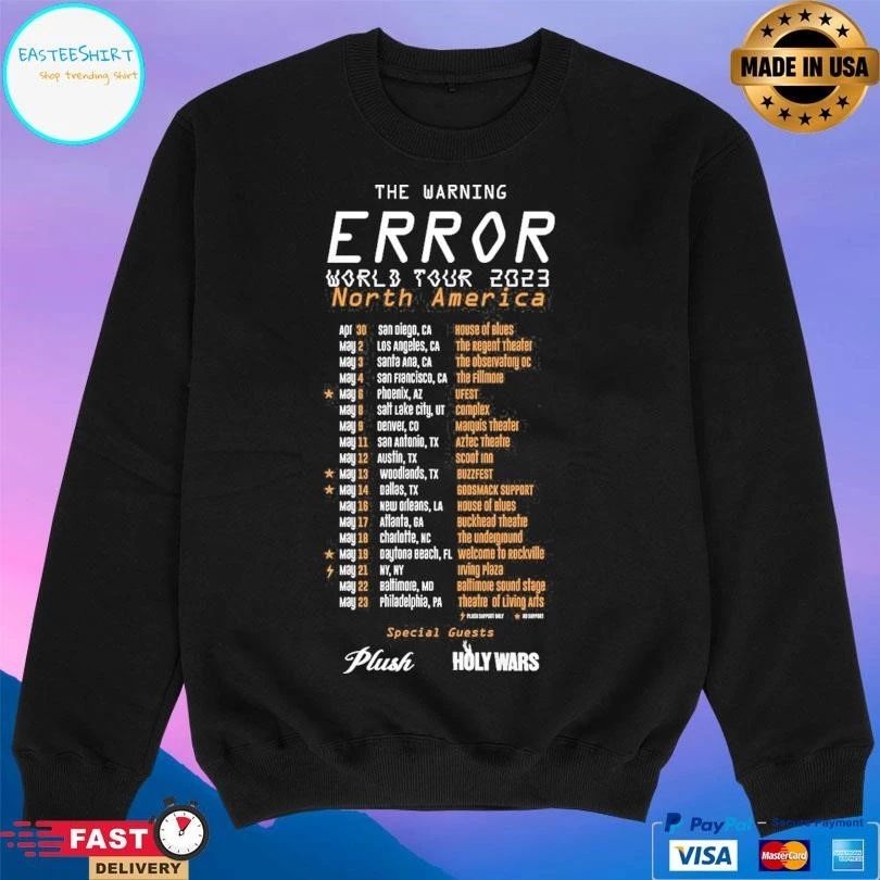 The Warning Error World Tour 2023 North America Special Guests Plush Holy Wars T-shirts