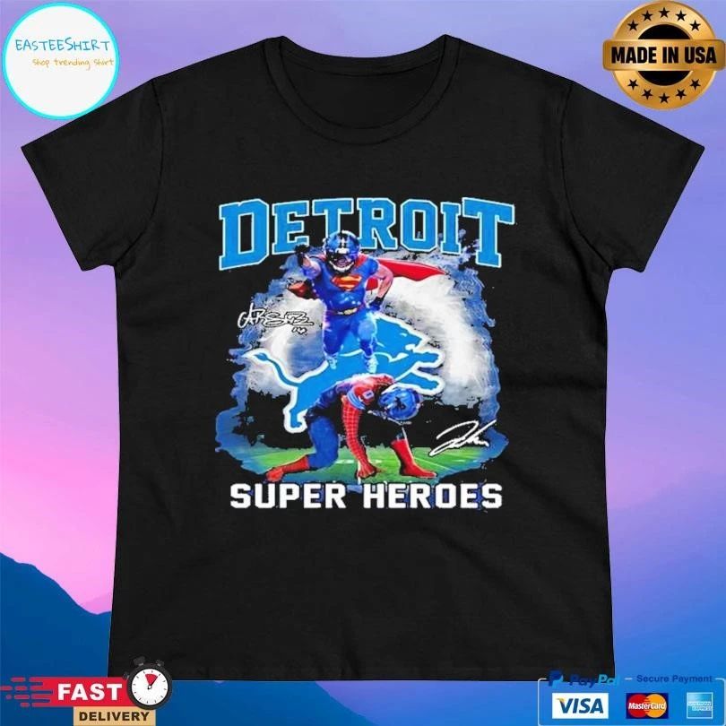 Detroit Lions Super Heroes Signatures Classic T-shirts