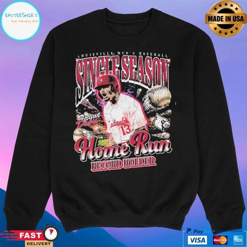 Tague Davis Louisville Cardinals Men’s Baseball Single Season Home Run Record Holder T-shirt
