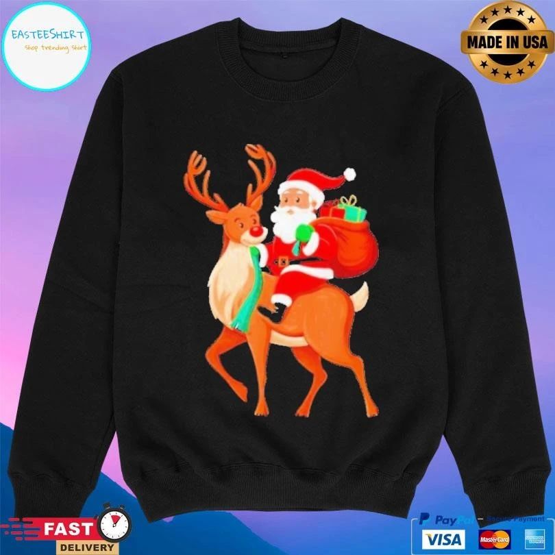 Santa Riding Reindeer Christmas 2025 T-shirts