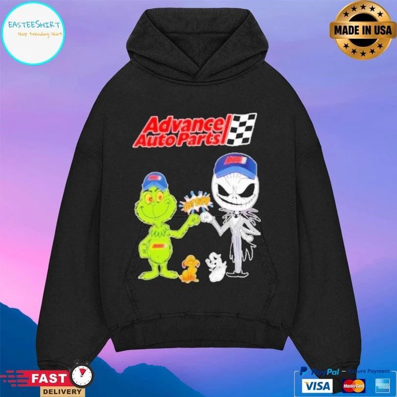 Advance Auto Parts X Grinch And Jack Skellington Fist Bump Unwilling Friends T-shirts