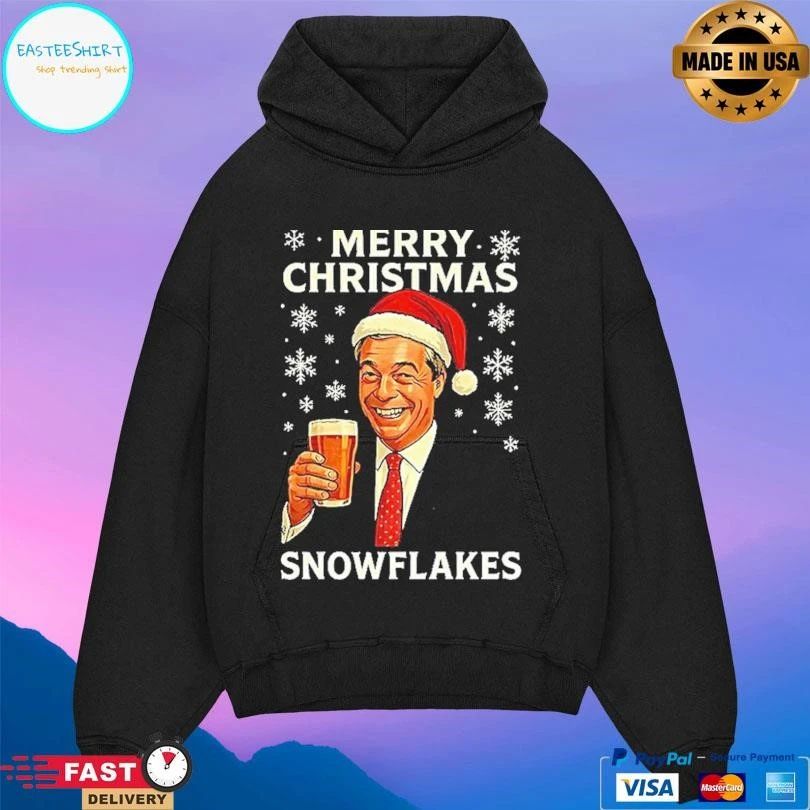 Nigel Farage Raises His Glass Reform Merry Christmas Snowflakes 2025 T-shirts