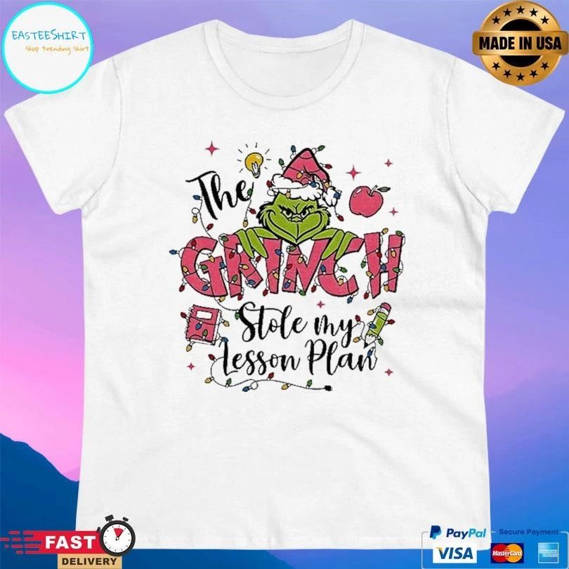 Pink Grinch Teacher Christmas Stole My Lesson Plan T-shirts