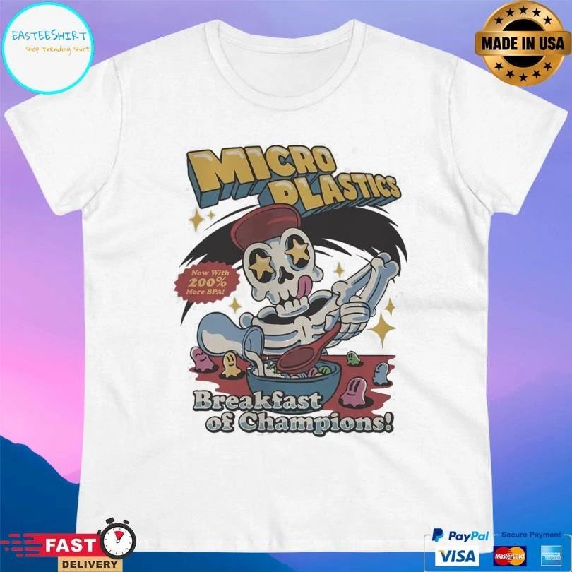 Micro Plastics Breakfast Skull Breakfast Of Champions T-shirts