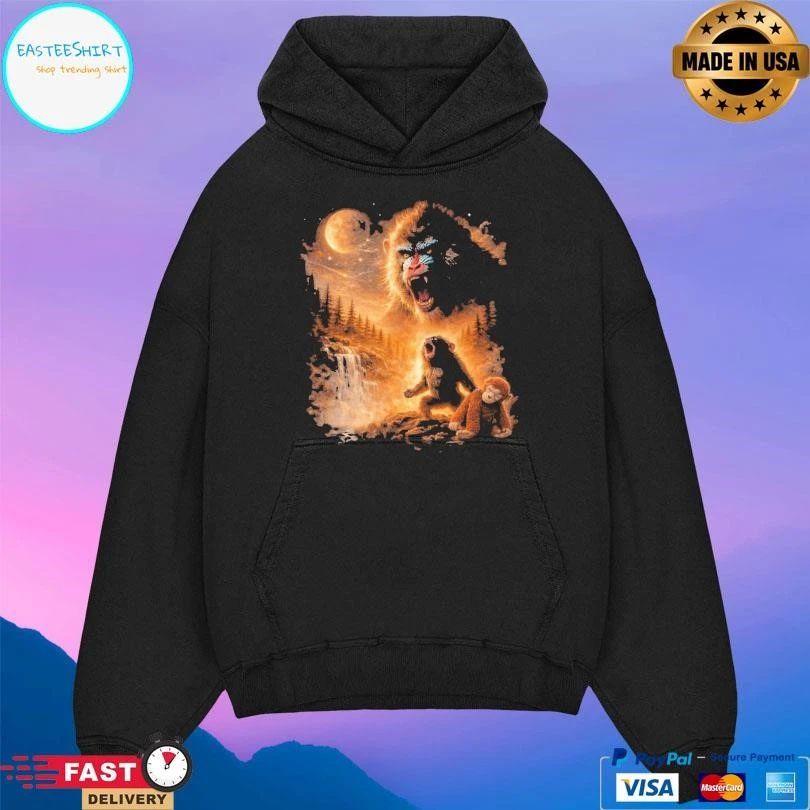 Baby Monkey Howling Moon Graphic 2026 T-shirts