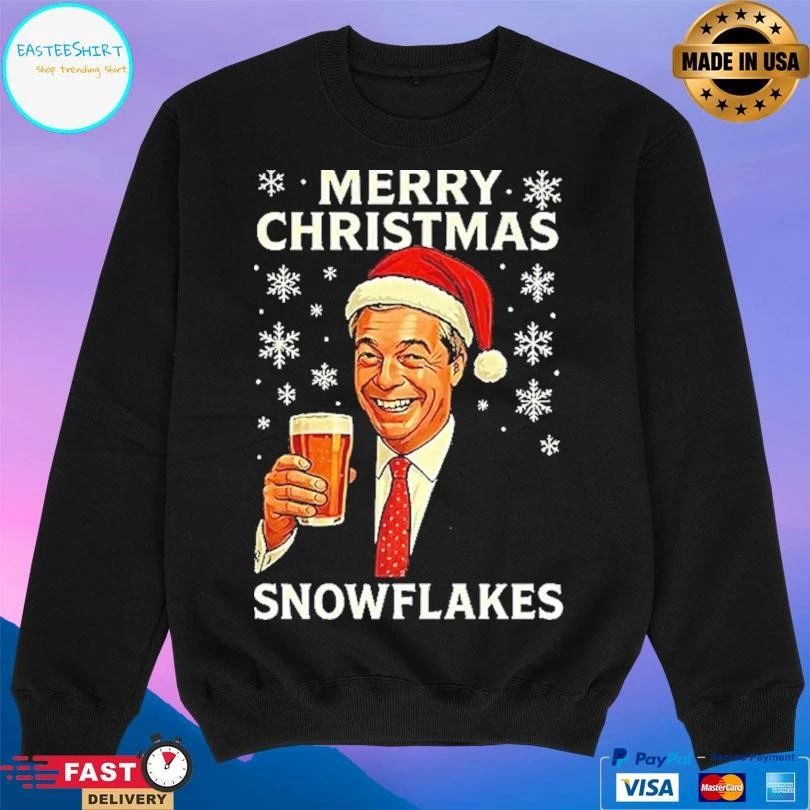 Nigel Farage Raises His Glass Reform Merry Christmas Snowflakes 2025 T-shirts