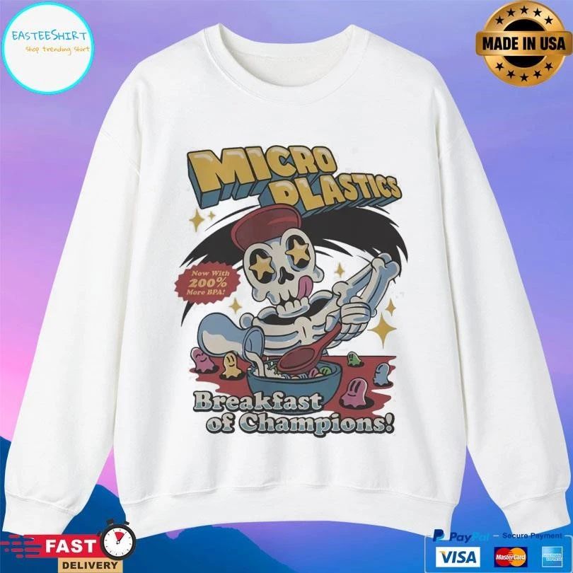 Micro Plastics Breakfast Skull Breakfast Of Champions T-shirts
