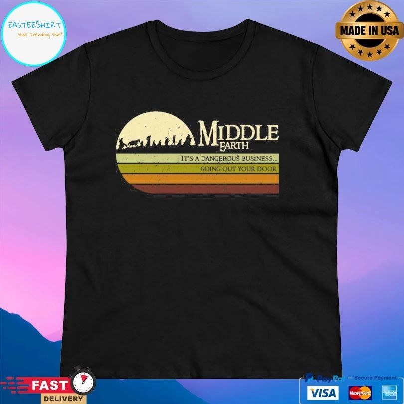 Retro Middle Earthes It’s A Dangerous Business Going Out Your Door T-shirts