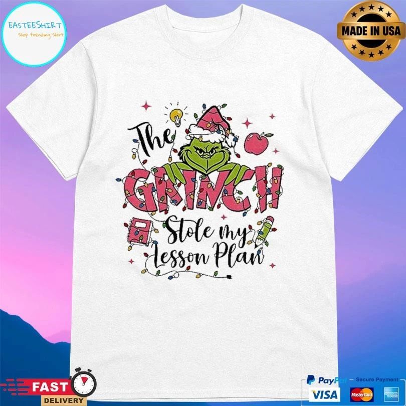 Pink Grinch Teacher Christmas Stole My Lesson Plan T-shirts
