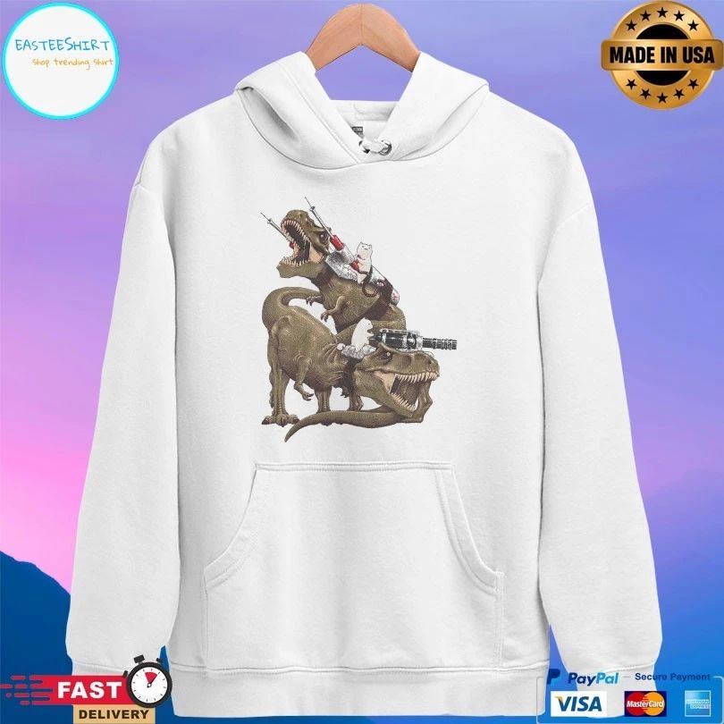 Cats Riding Dinosaurs Meme T-shirt