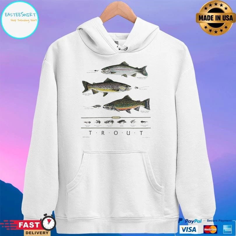 Trout And Flies Adult Natural T-shirts