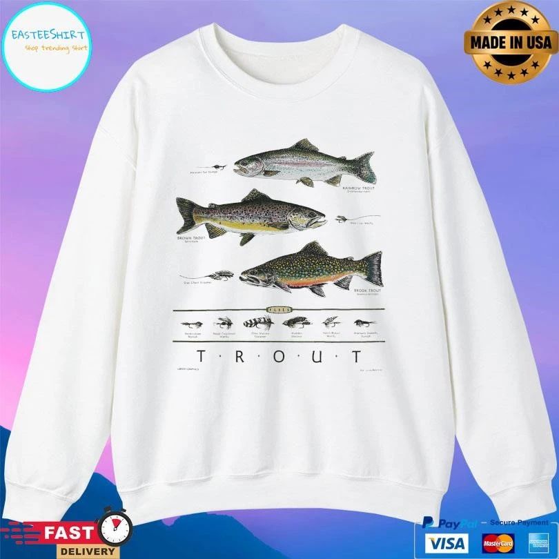 Trout And Flies Adult Natural T-shirts
