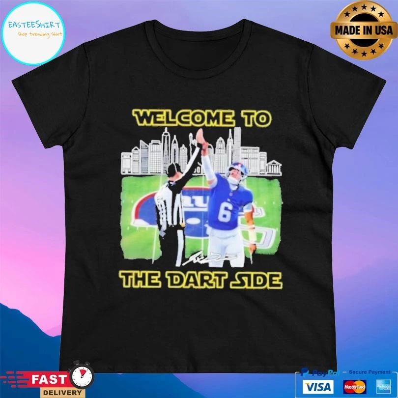 New York Giants Jaxson Dart Welcome To The Dart Side Skyline T-shirts
