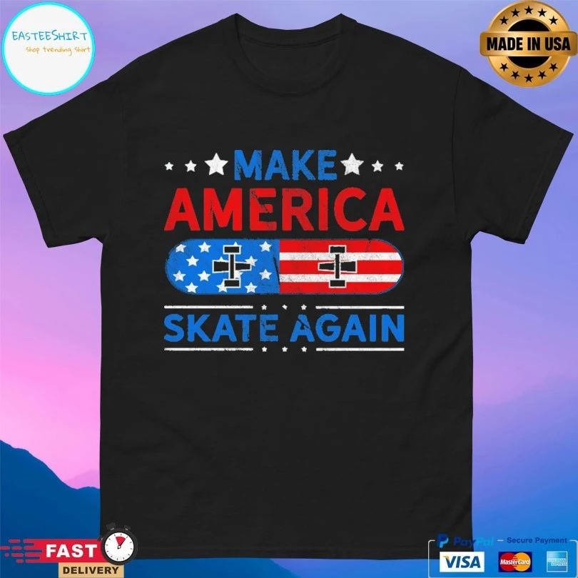 Make America Skate Again Us Flag Retro T-shirt