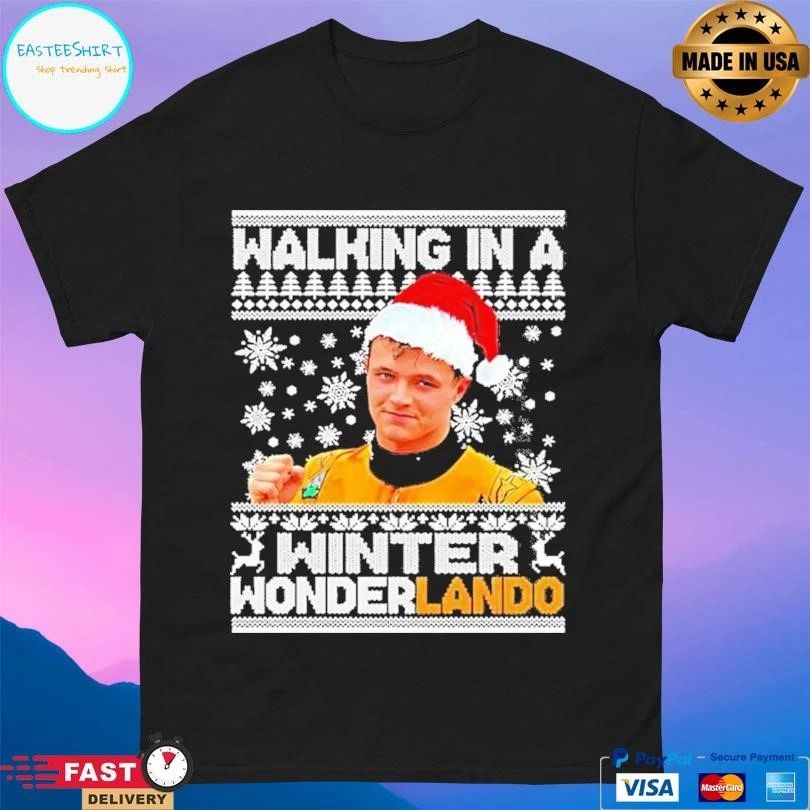 Lando Norris Christmas Walking In A Winter Wonderlando Christmas 2025 T-shirts