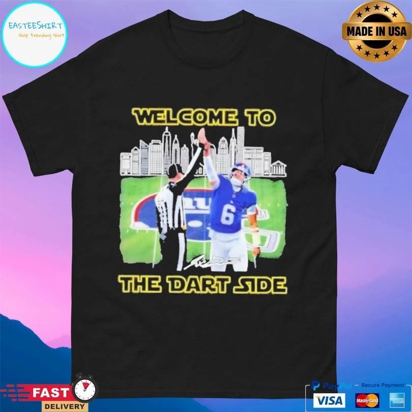 New York Giants Jaxson Dart Welcome To The Dart Side Skyline T-shirts