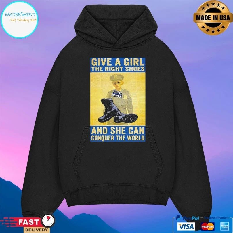 Give A Girl The Right Shoes And She Can Conquer The World American Flag T-shirt