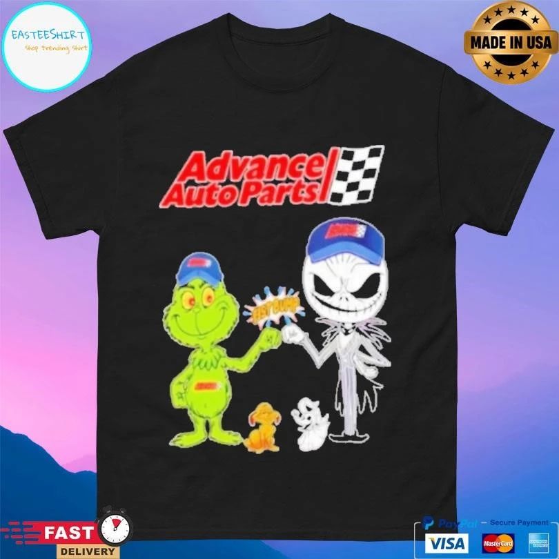 Advance Auto Parts X Grinch And Jack Skellington Fist Bump Unwilling Friends T-shirts
