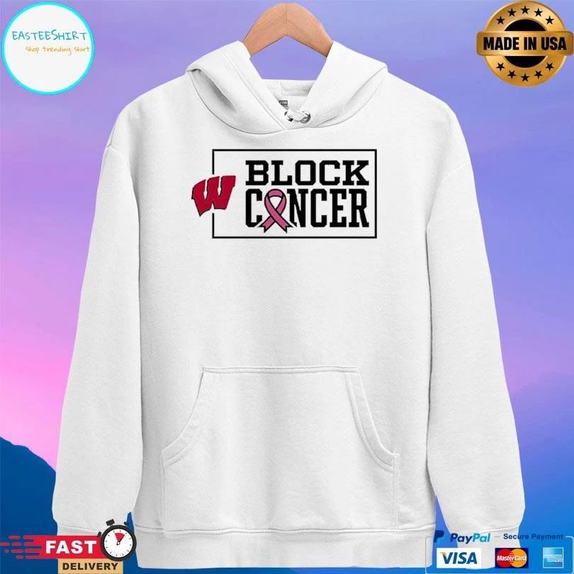 Classic Wisconsin Badgers Block Cancer Pink Ribbon T-shirts