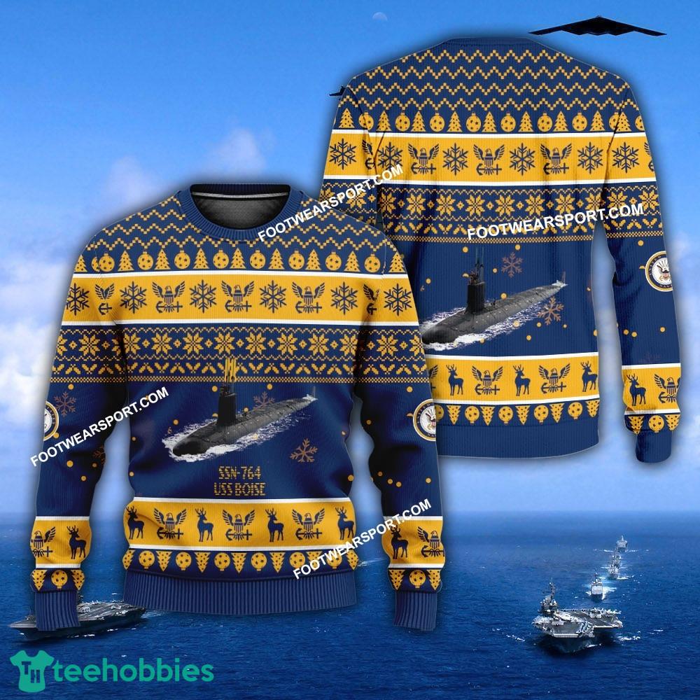 US Navy USS Boise SSN-764 Ugly Christmas Sweater For Men Women