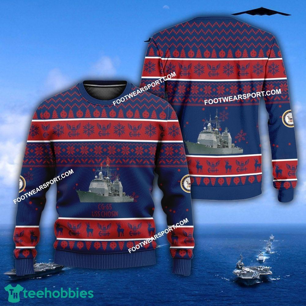 US Navy USS Chosin CG-65 Ugly Christmas Sweater Gift Veteran