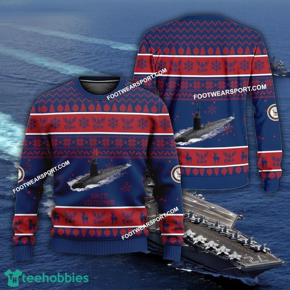 US Navy USS Columbia SSN-771 Ugly Christmas Sweater AOP For Men Women