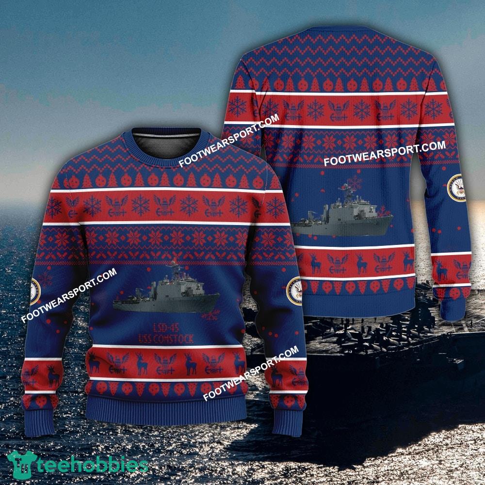 US Navy USS Comstock LSD-45 Ugly Christmas 3D Sweater For Army