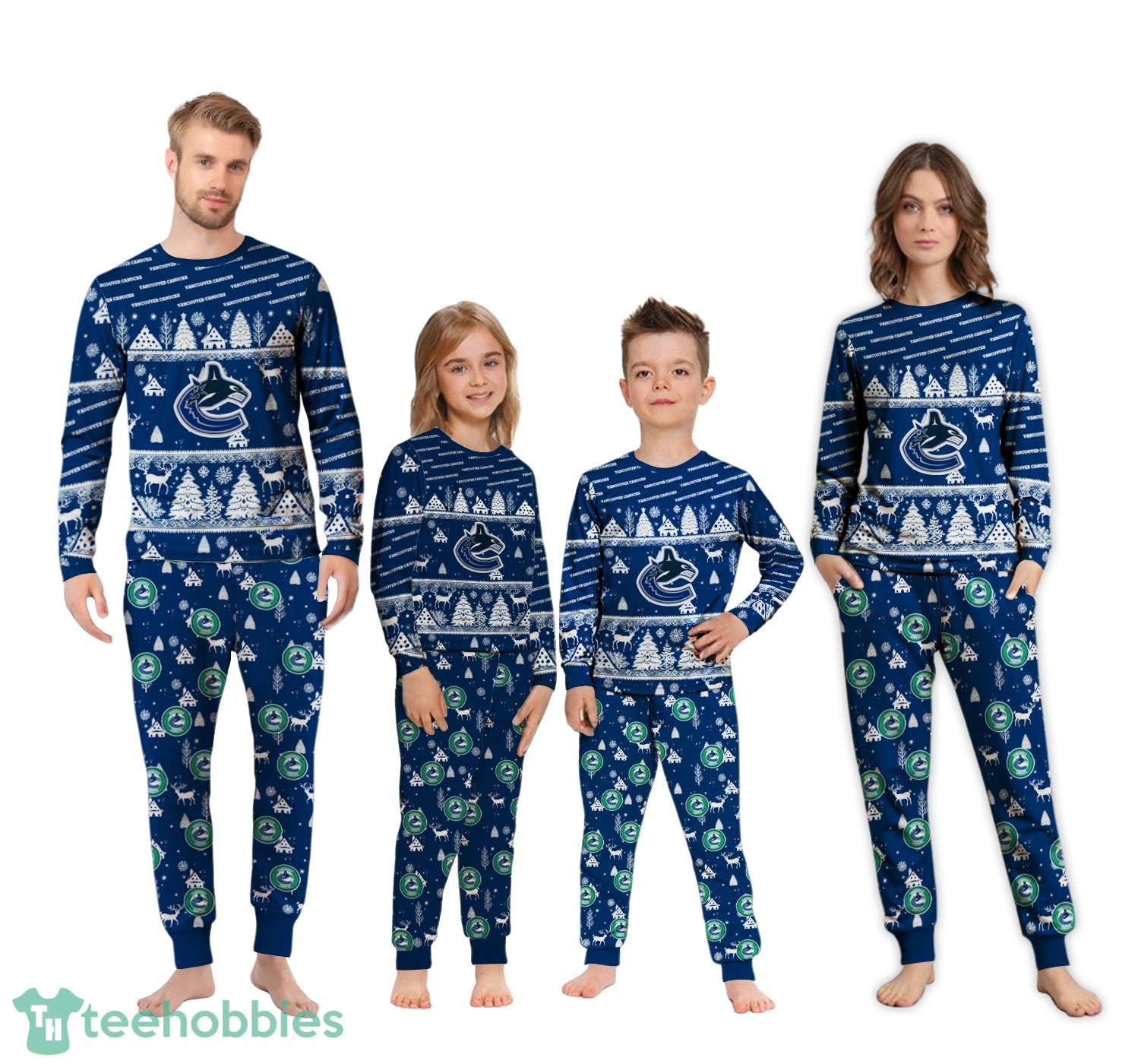 Vancouver Canucks Christmas Pattern Family Matching Pajamas Sets Best Gift For Christmas
