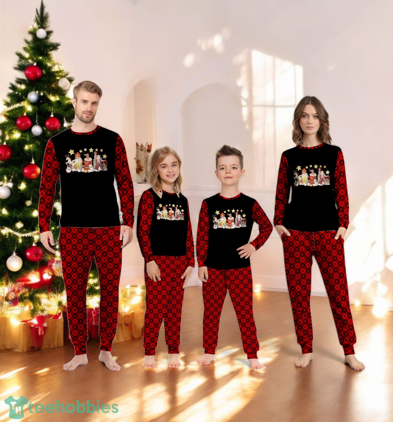 Vintage Crew Cowboy Christmas Family Matching Pajama Set
