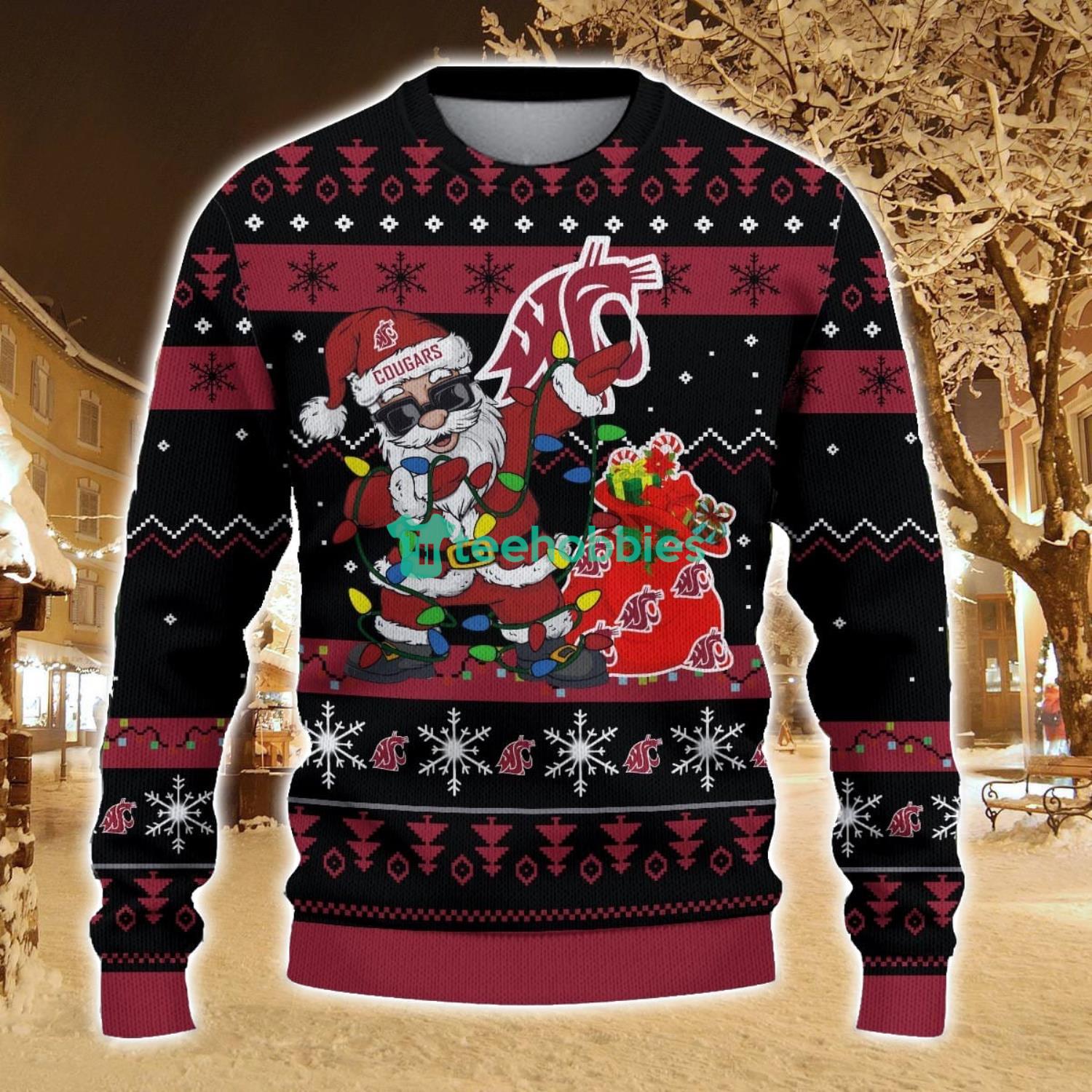 Washington State Cougars Santa Claus Ugly Christmas Sweater All Printed Sweater For Fans Gift Ideas