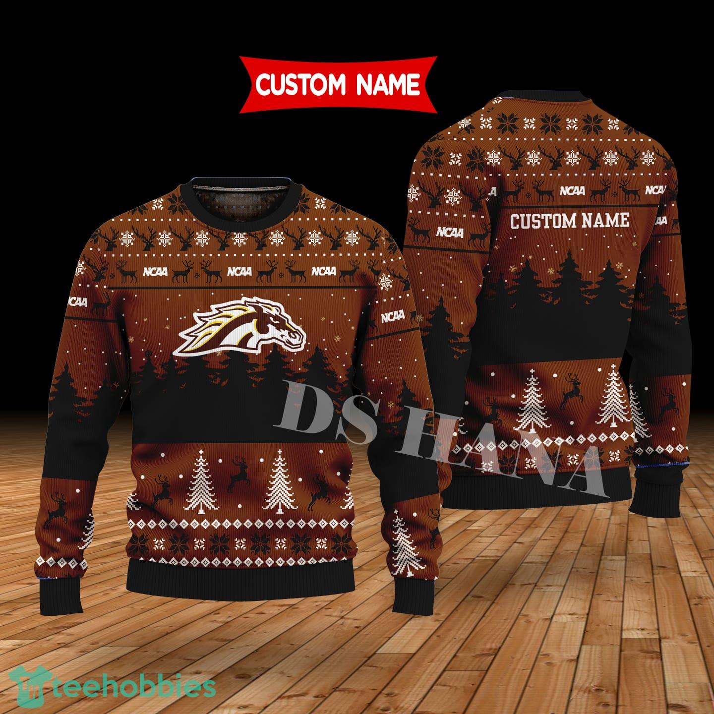 Western Michigan Broncos Custom Name Merry Xmas Sweater For Western Michigan Broncos Fans Sweater