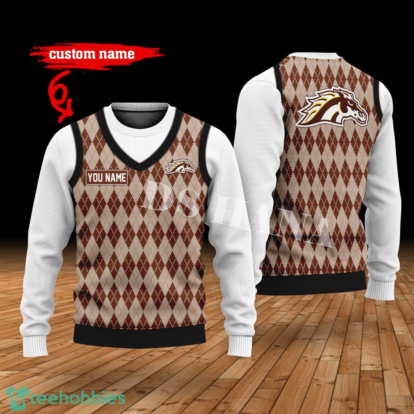Western Michigan Broncos Custom Name New Style Sweater Ghile Style 3D Print Christmas Sweater