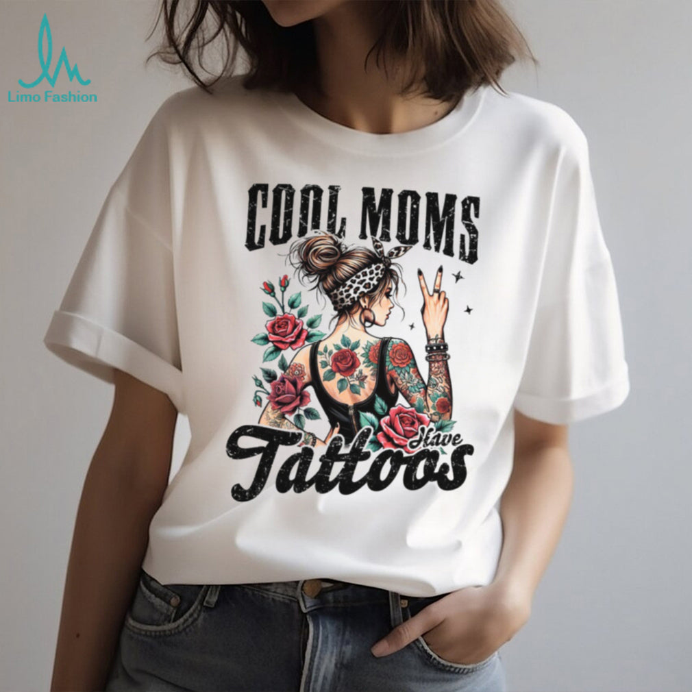 Cool Moms Have Tattoos Rocker Mom Leopard Bandana Tattooed Graphic Tee