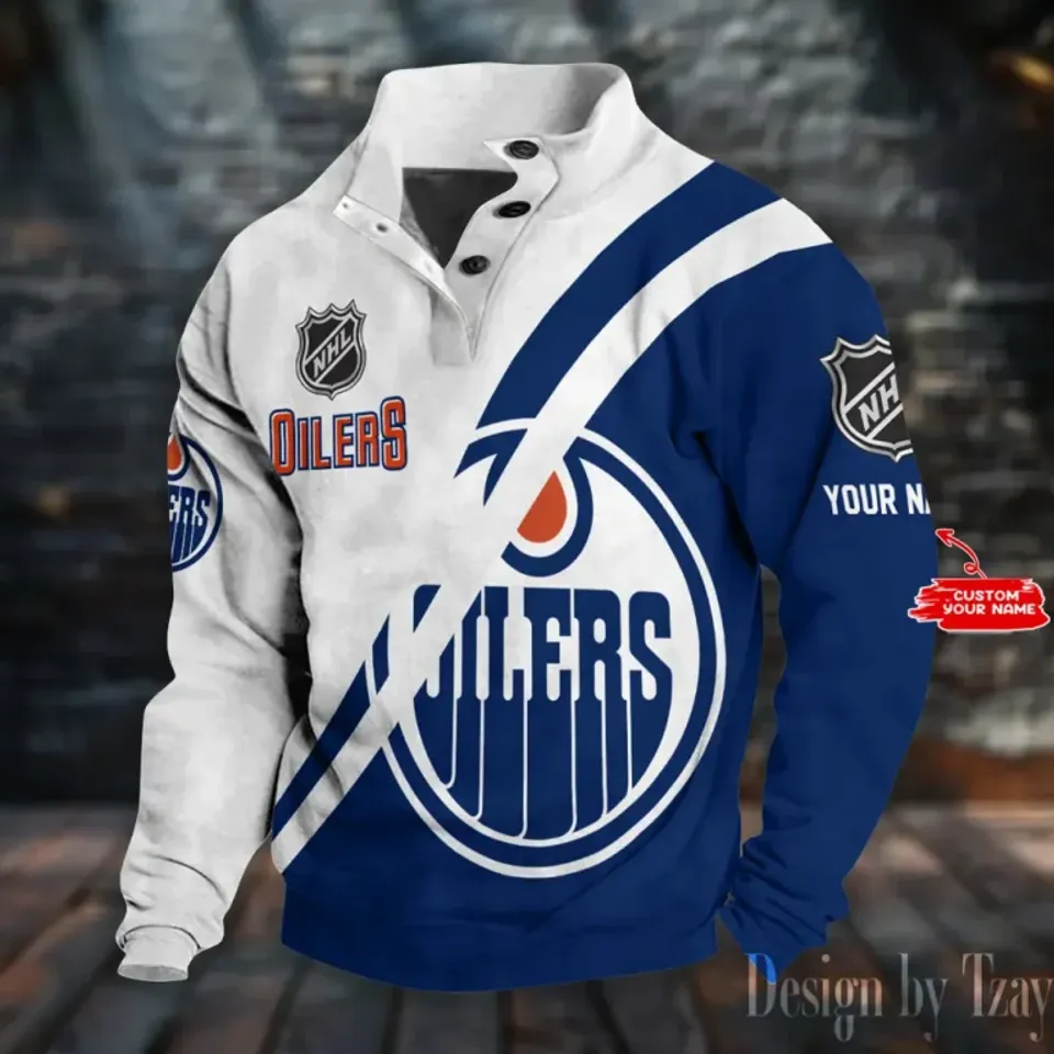 Personalized Edmonton Oilers Stand Collar Sweatshirt